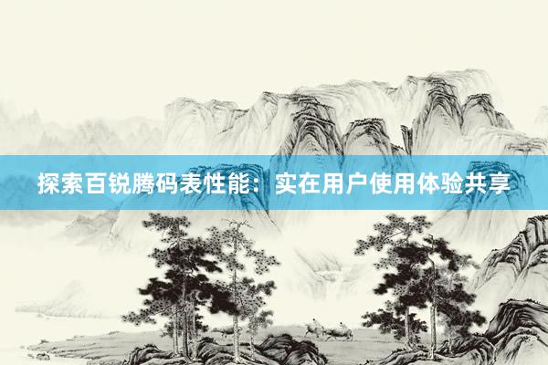 探索百锐腾码表性能：实在用户使用体验共享